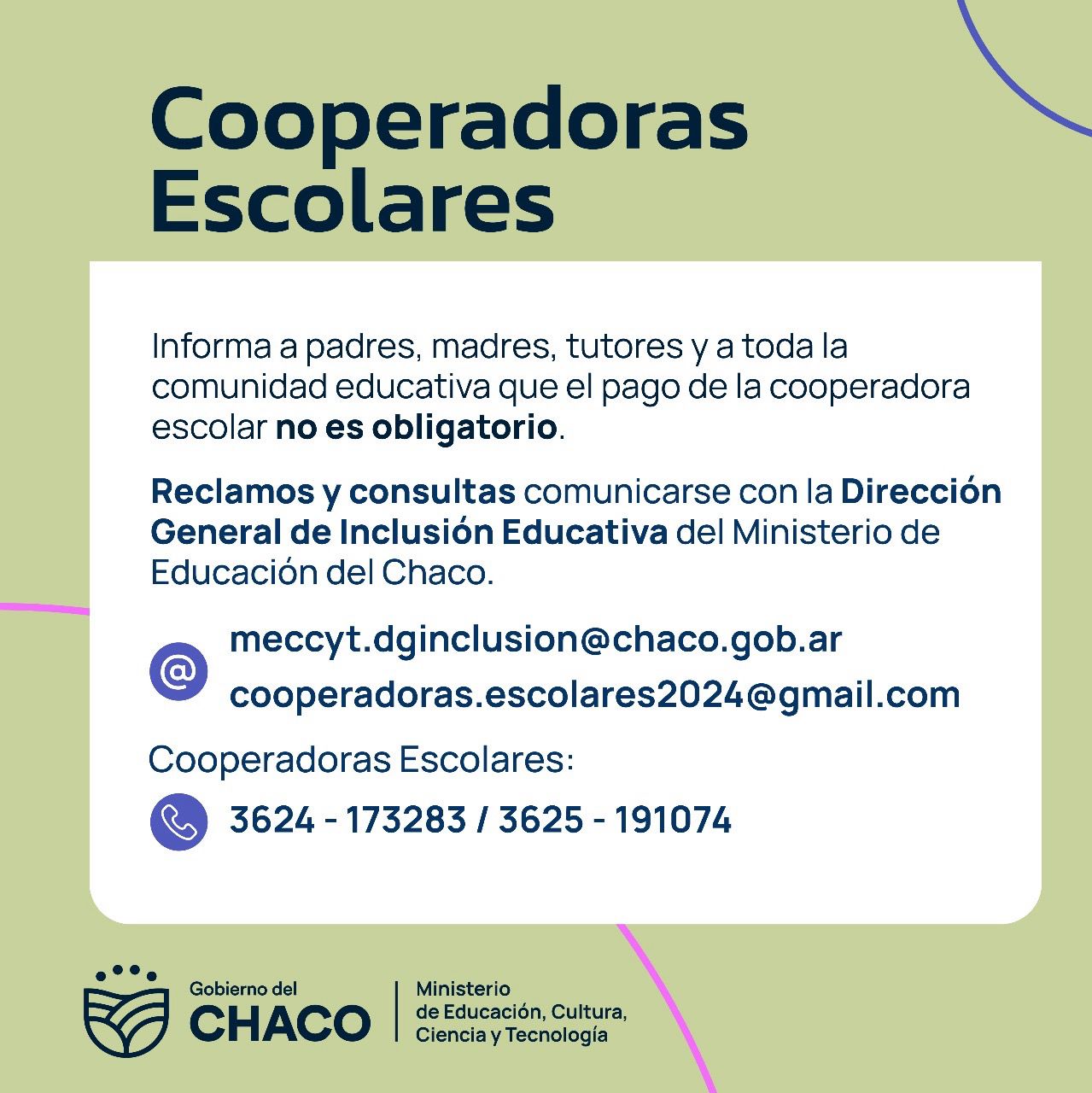 Chaco Educaci n recuerda que no es obligatorio el pago de